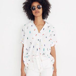 Madewell Summer Embroidered Courier Button-Back